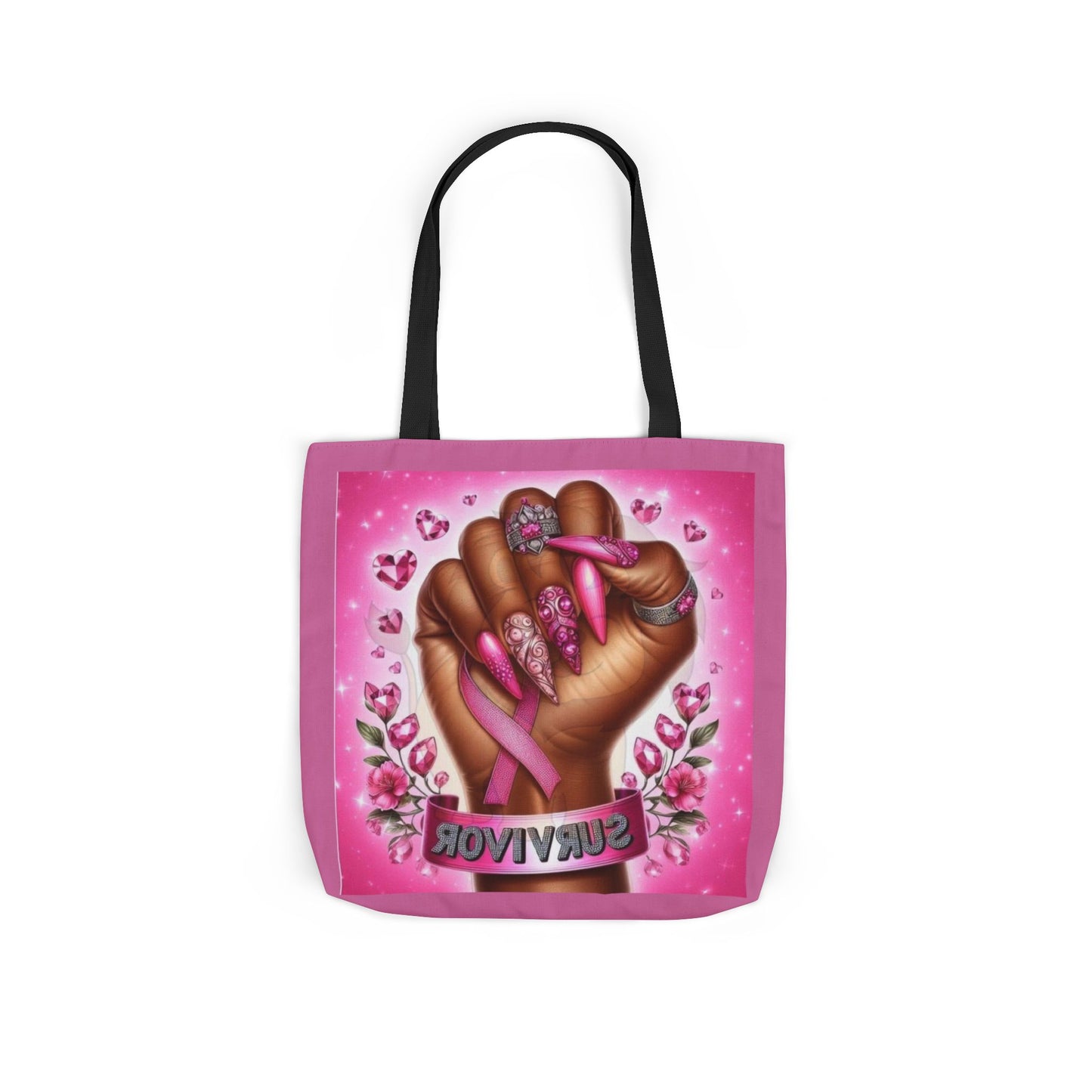 Breast Cancer Survivor Tote Bag  Pink Ribbon Empowerment Canvas Tote