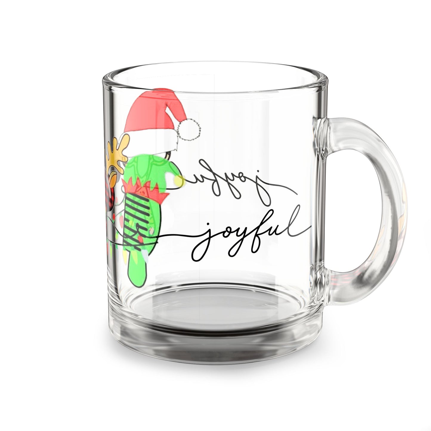Beauty Styles Christmas Design Festive Glass Mug 10oz Christmas Cheer with Reindeer and Holiday Decor
