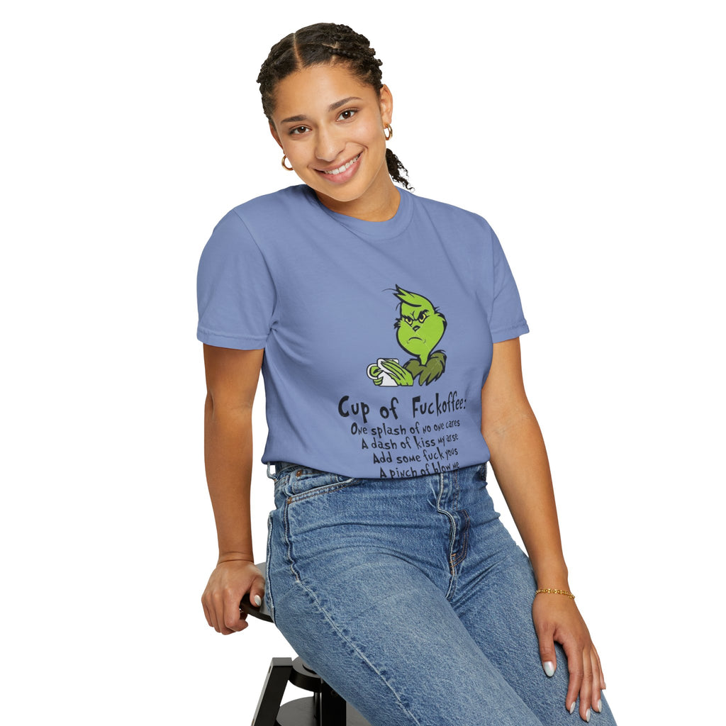 Holiday Graphic Tees  Cozy Festive Wear Funny Grinch-Inspired Unisex T-Shirt Cup of Fuckoffee