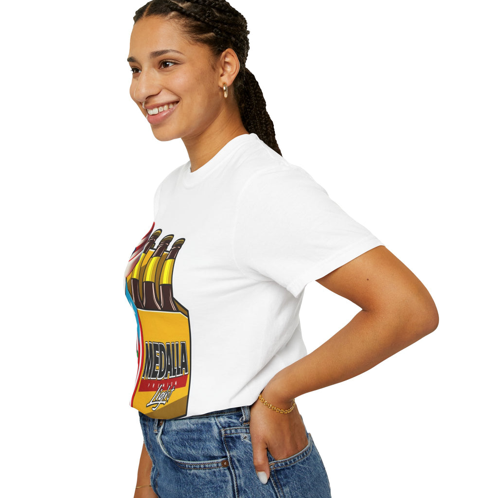 Medalla Light Beer T-Shirt  Navidad Boricua Holiday Tee Puerto Rico’s Navidades