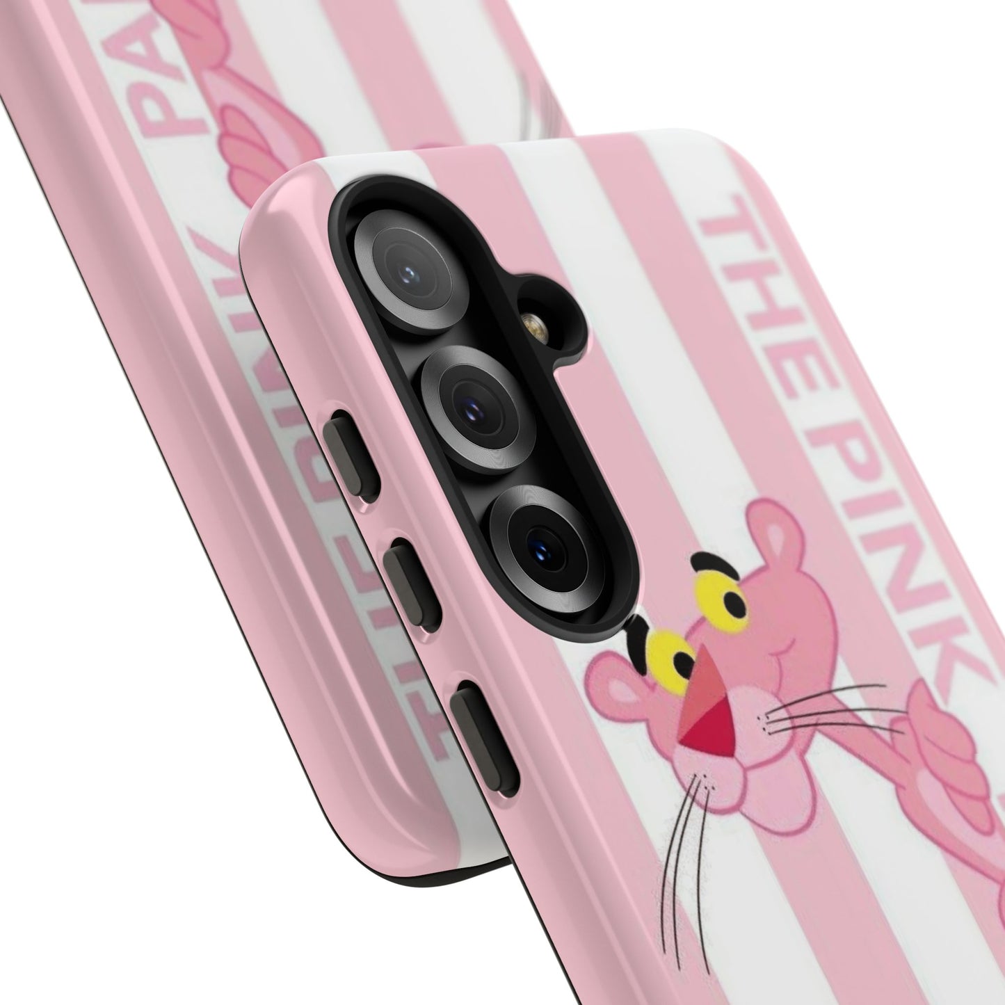 Pink Panther Tough Case Retro Striped Phone Case with "The Pink Panther" Design
