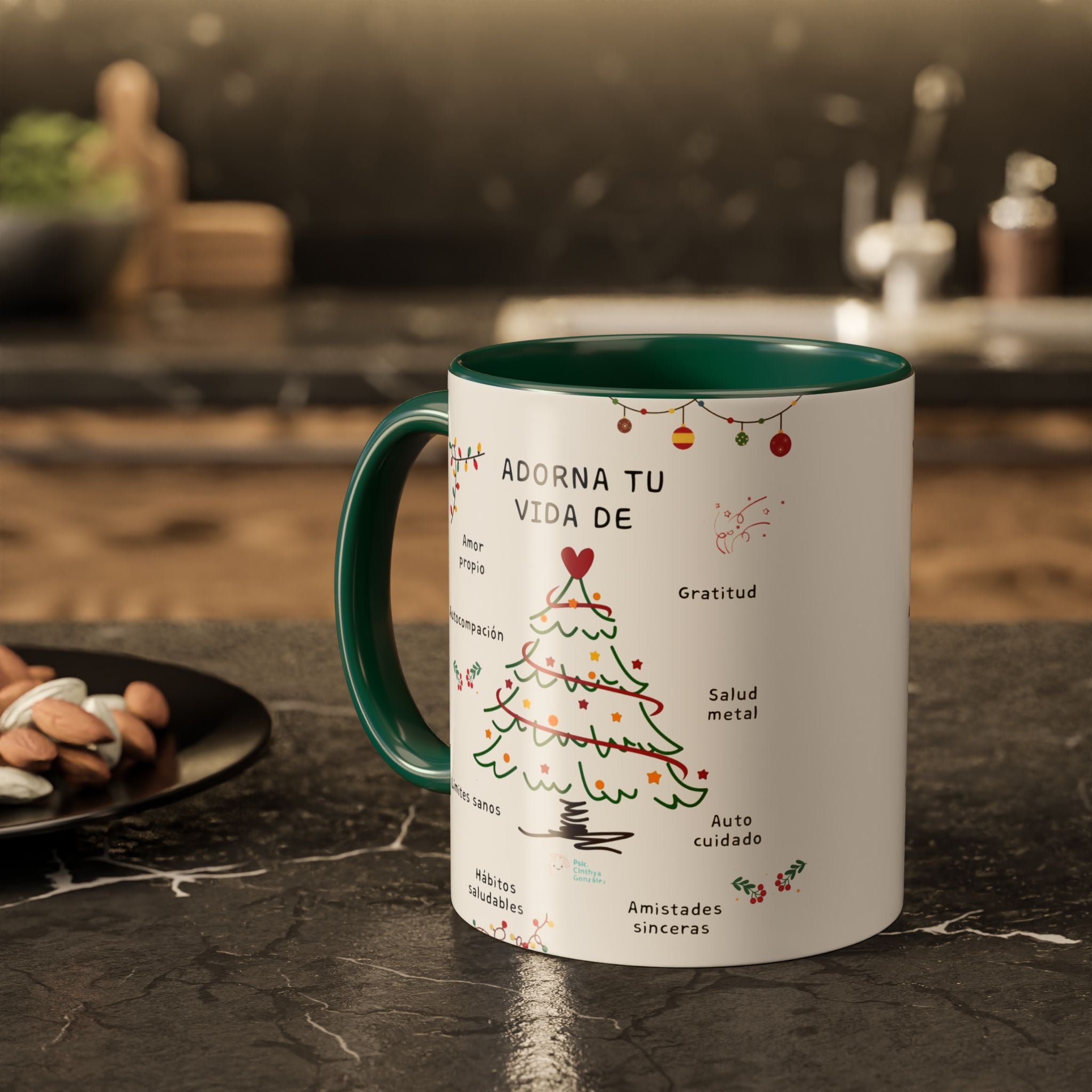 Mug — 'Adorna Tu Vida' Christmas Tree Spanish Holiday Coffee Mug (11oz/15oz)