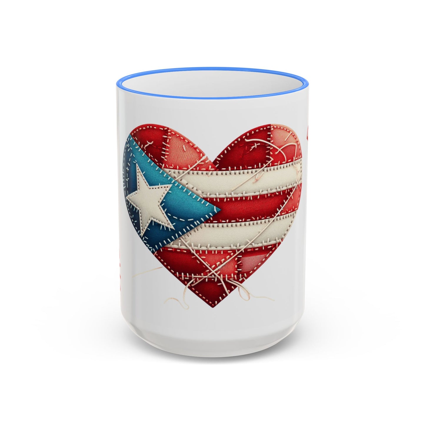 Puerto Rico Flag Heart Accent Rim Mug — Patriotic Coffee Cup (11oz/15oz)