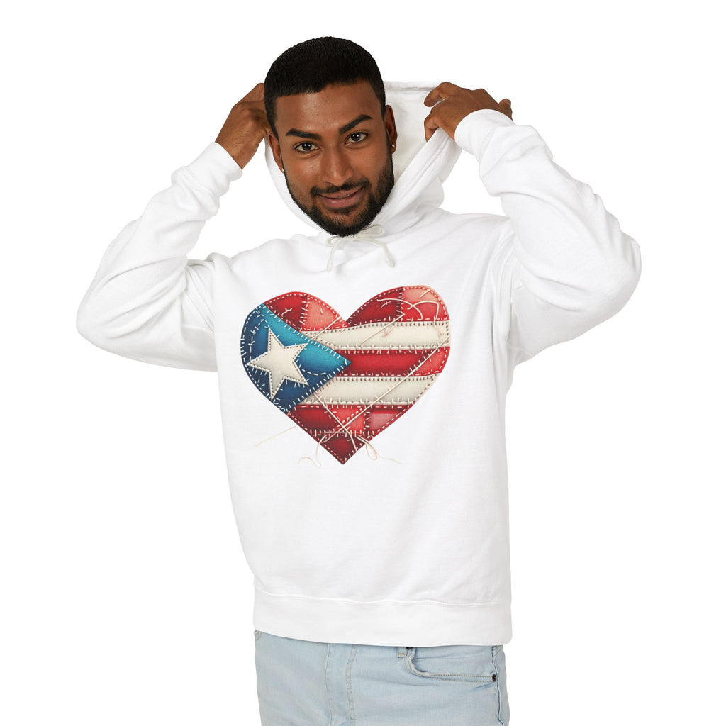 Puerto Rico Heart Flag Hoodie  "Jíbaro" Back Graphic