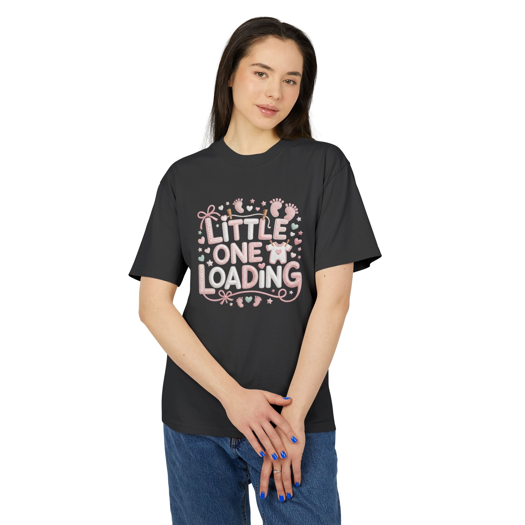 Pregnancy Announcement T‑Shirt  “Little One Loading” Cute Pastel Maternity Tee