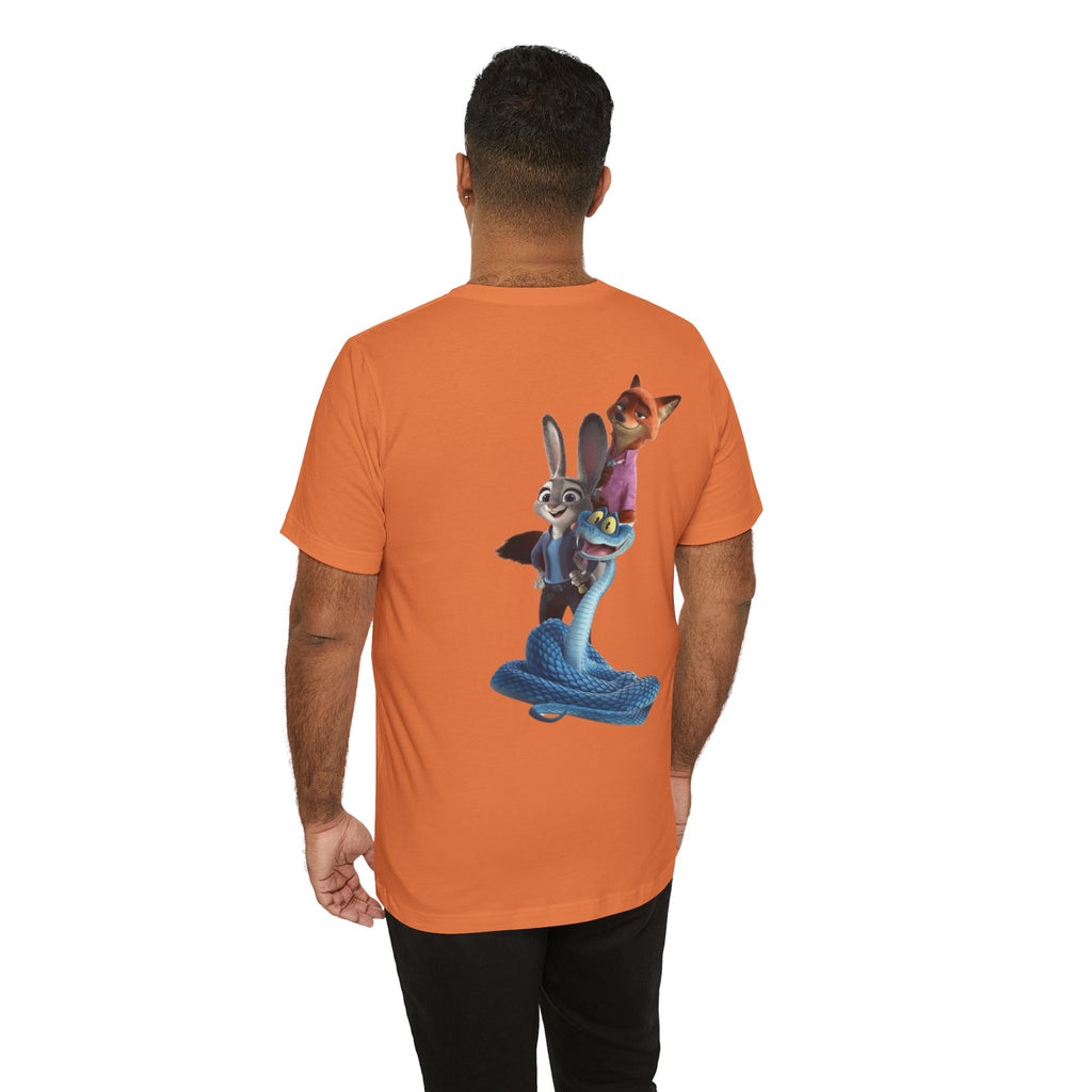 Animated Character Tee — Cute Fox & Bunny Stack Graphic T-Shirt  cartoon-style Christmas artwork