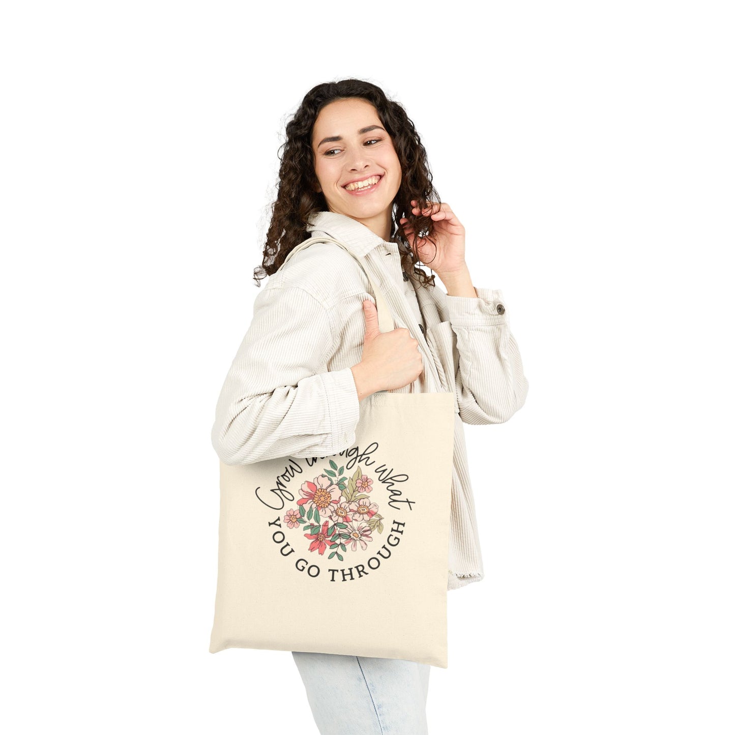 Carry Positivity Everywhere You Go Floral Inspirational Tote Bag - Perfect for Shopping, Beach Days, Gifts, Eco-Friendly, Motivational Quote