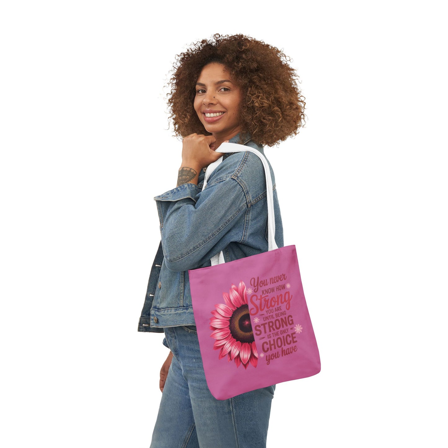 Cancer Survivor Hope Collection Inspirational Canvas Tote Bag with Floral Design