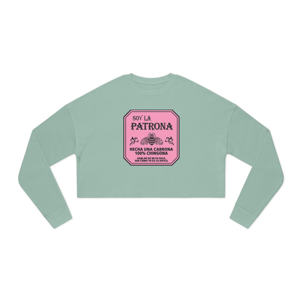 Cropped Sweatshirt “Soy La Patrona” Pink Graphic Amor Familiar Minimalista