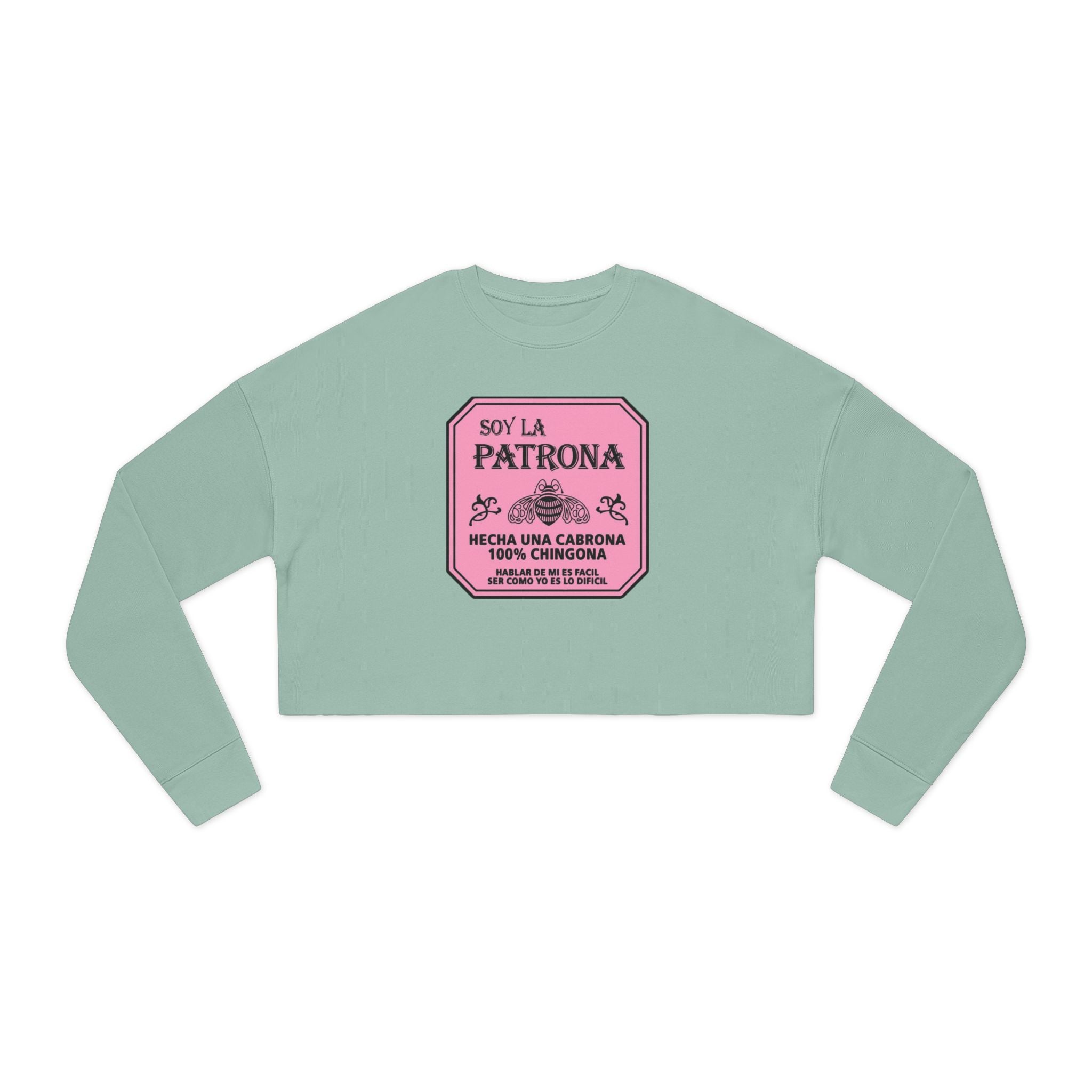 Cropped Sweatshirt “Soy La Patrona” Pink Graphic Amor Familiar Minimalista