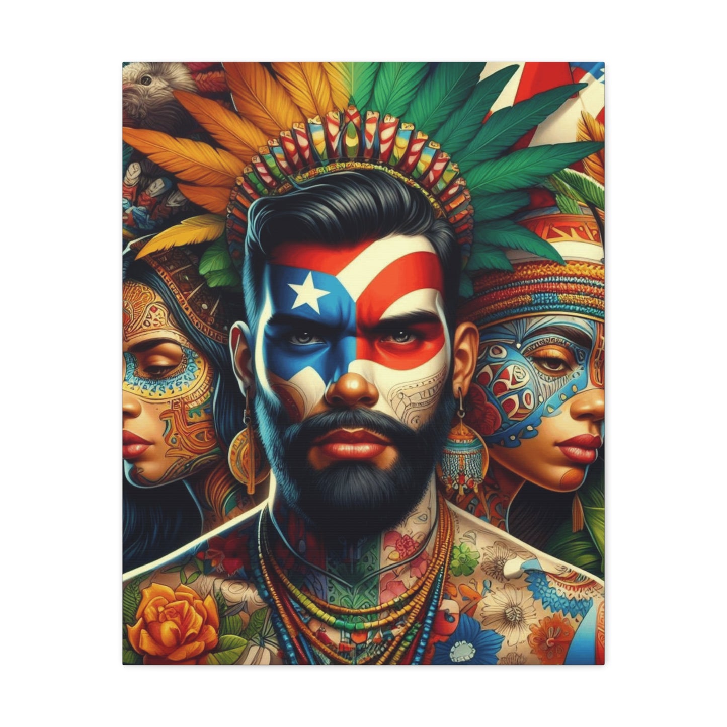 La Isla del Encanto Taíno Symbol Design Vibrant Cultural Art Canvas Print, Wall Decor, Home Decoration, Unique Artwork, Bohemian Style, Gift for Art Lovers