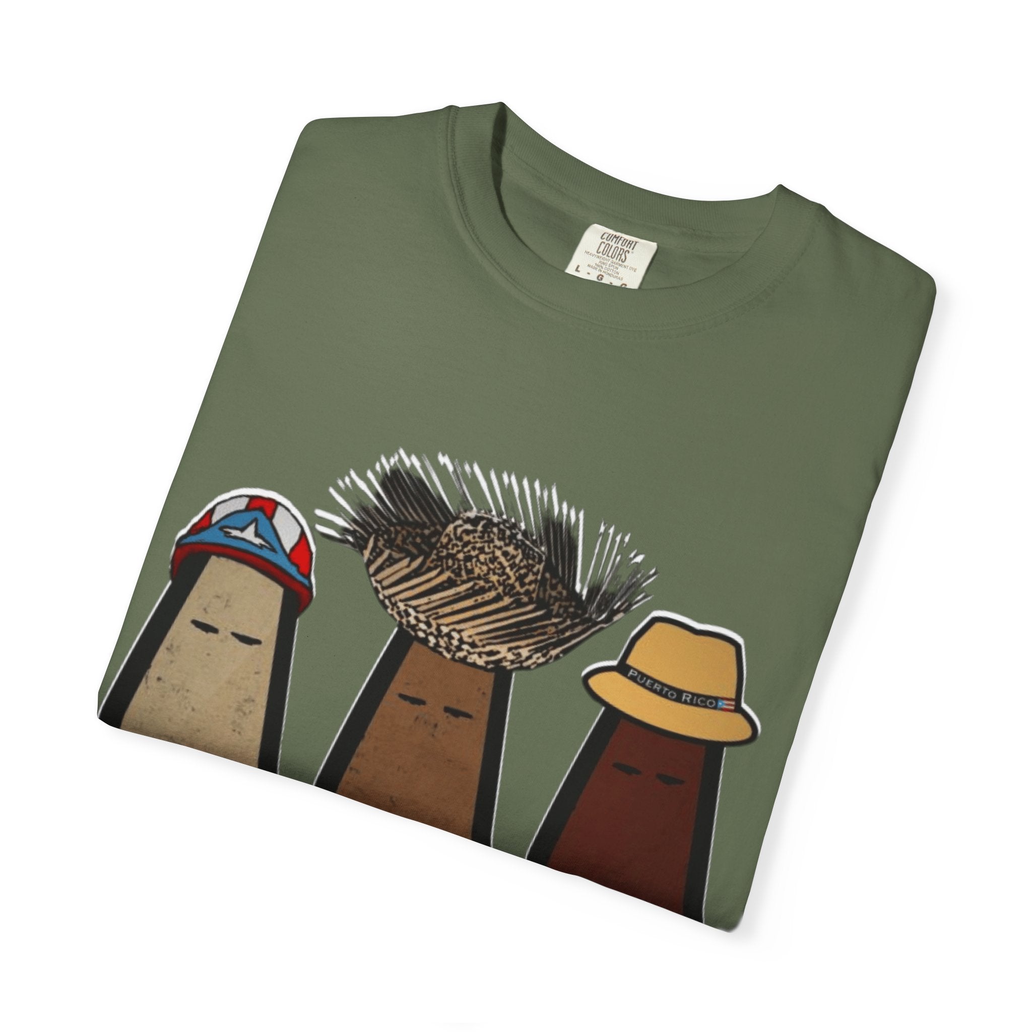 Puerto Rican Batey Cabin T-Shirt  Three Masks & Rustic House Graphic Tee Puerto Rico Navidades