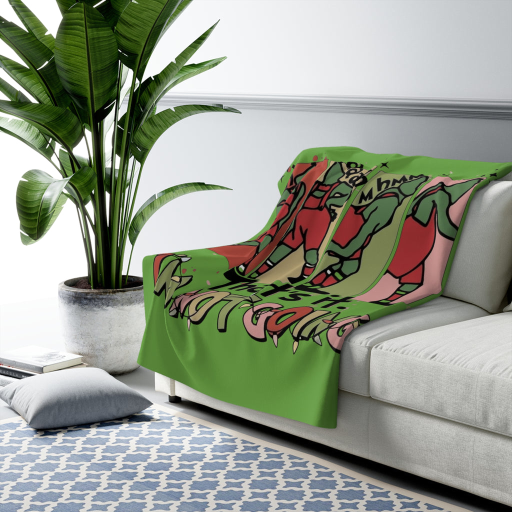 Funny "That's It, I'm Not Going" Sherpa Blanket Cozy Reversible Fleece Throw for Home, Gifts & Lazy Days