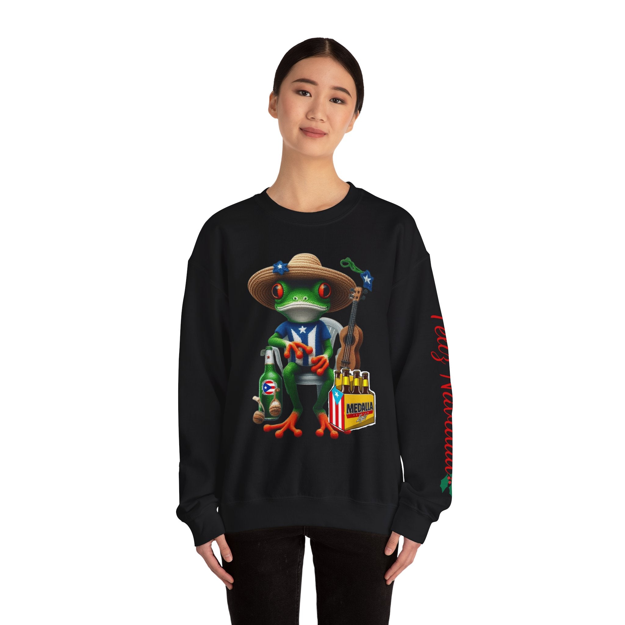 Frog Coqui Crewneck Sweatshirt – Coquito y Medalla Puerto Rican Vibes