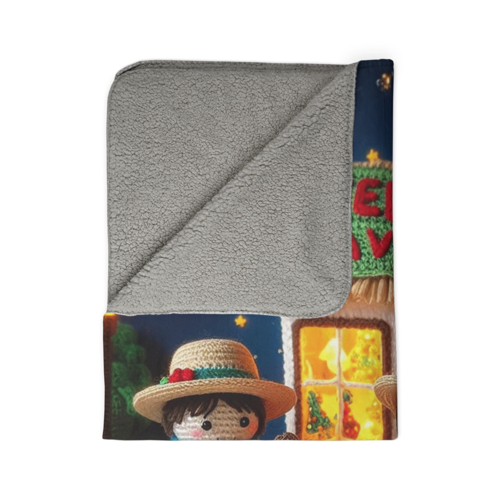 Feliz Navidad Fleece Sherpa Blanket — Festive Mexican Carolers Holiday Throw Puerto Rico Design Blanket