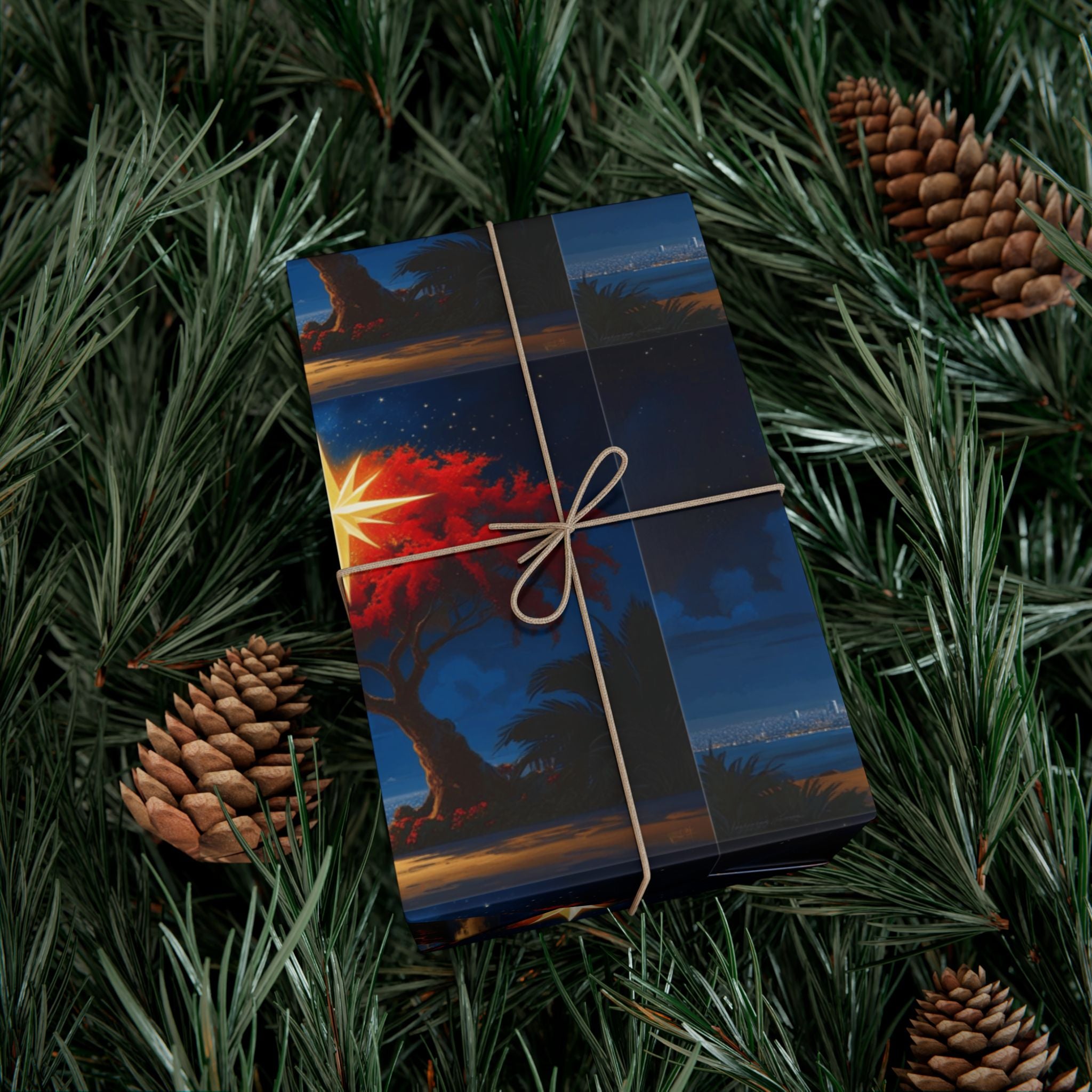 Christmas Star Gift Wrap Paper Puerto Rico Wrapping Paper Cultural Gift Wrap | Boricua Heritage Design | Holiday & Celebration Gift Packaging