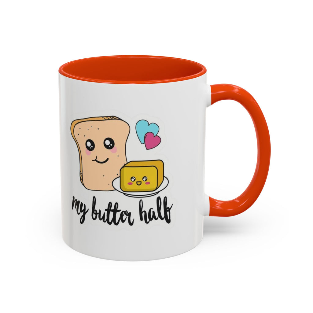 Motivational & Funny Quote Mugs Uplifting Coffee Cup Gifts Cute Foodie Relationship Mug My Butter Half Design, Colorful 11oz & 15oz
