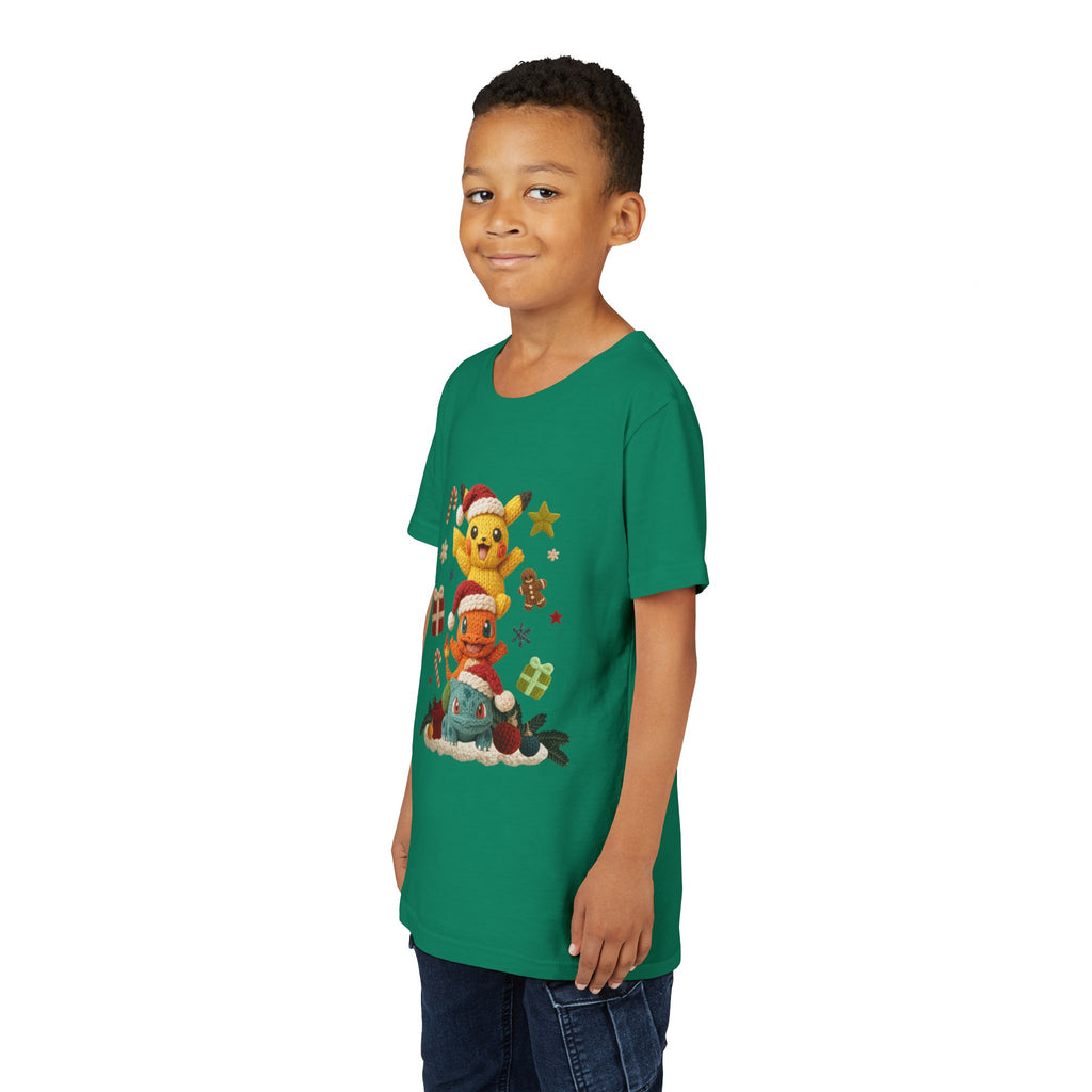 Kids Holiday Tee  Cute Stacked cartoon Characters Christmas Design