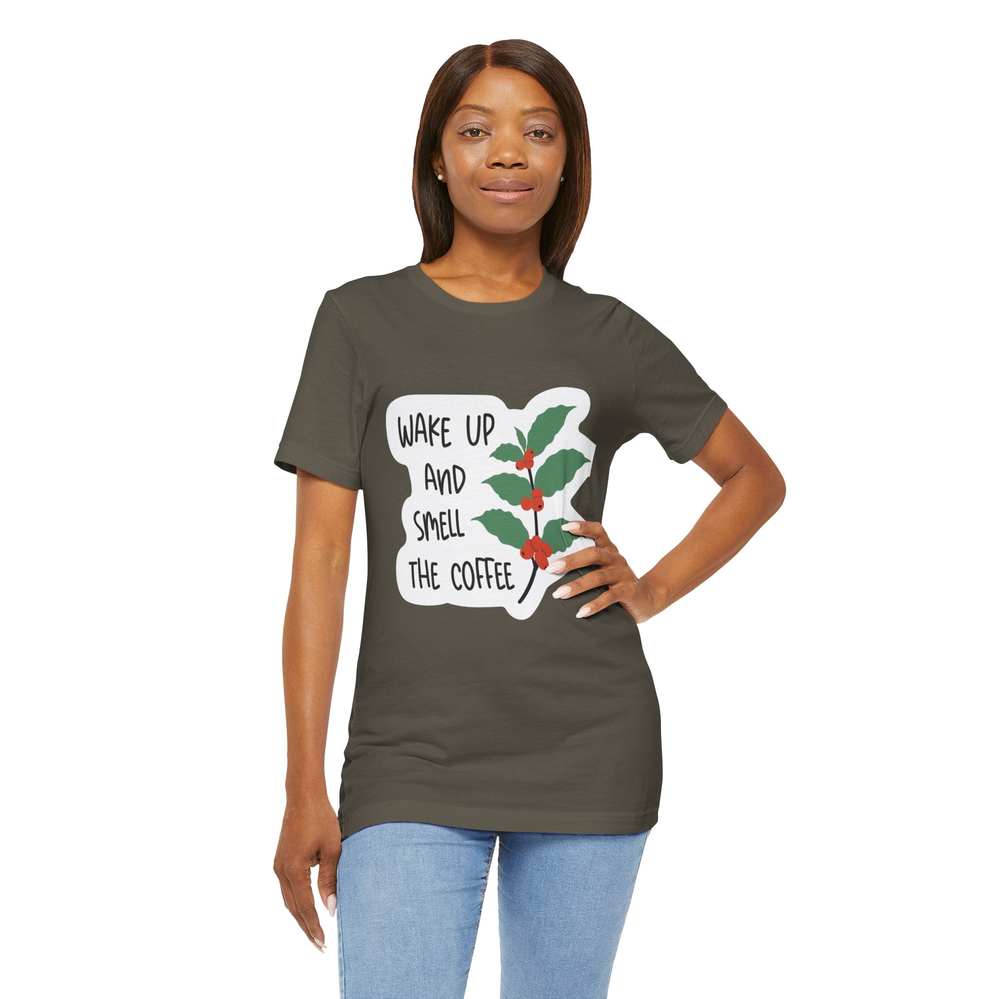 Wake Up and Smell the Coffee Tee  Coffee Plant Graphic T-Shirt