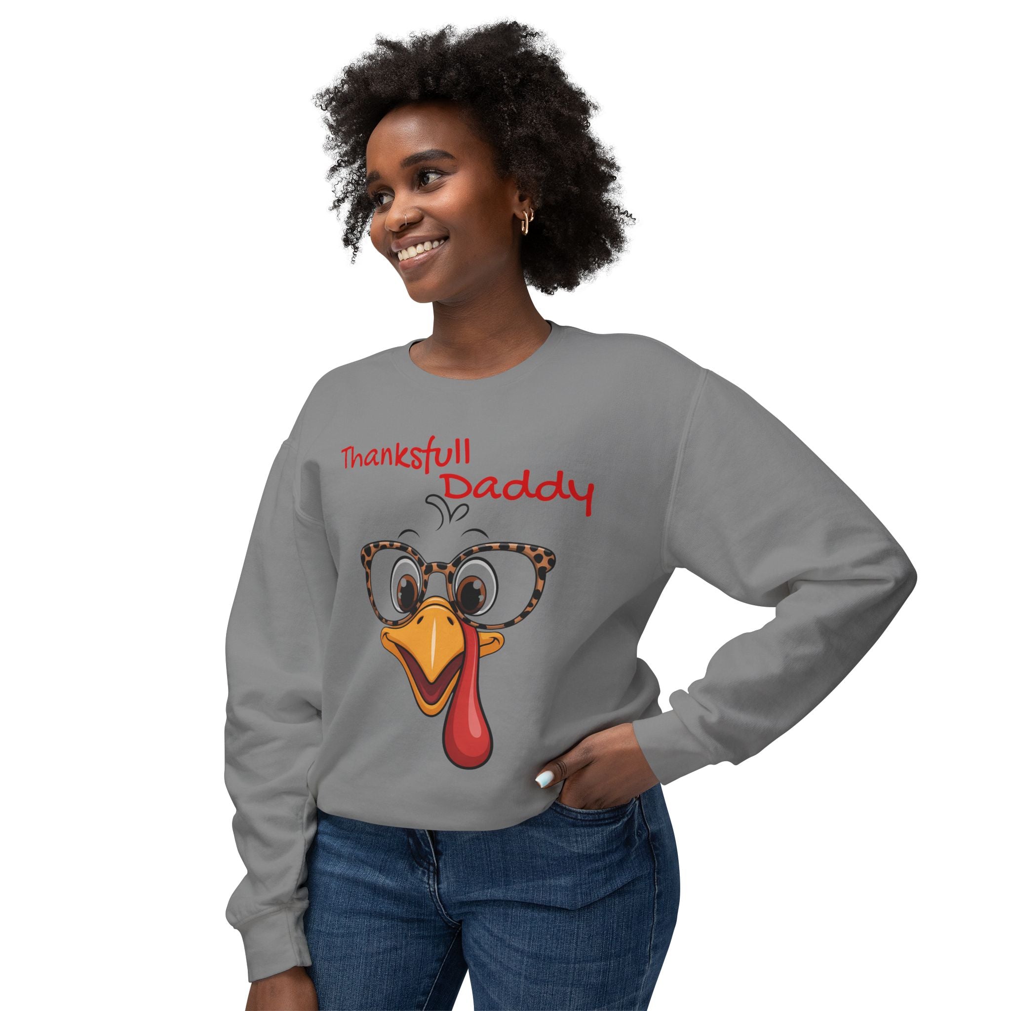 Thanksgiving Turkey 'Thankstfull Daddy' Crewneck Sweatshirt Fall T-Shirts and Sweatshirts Collection