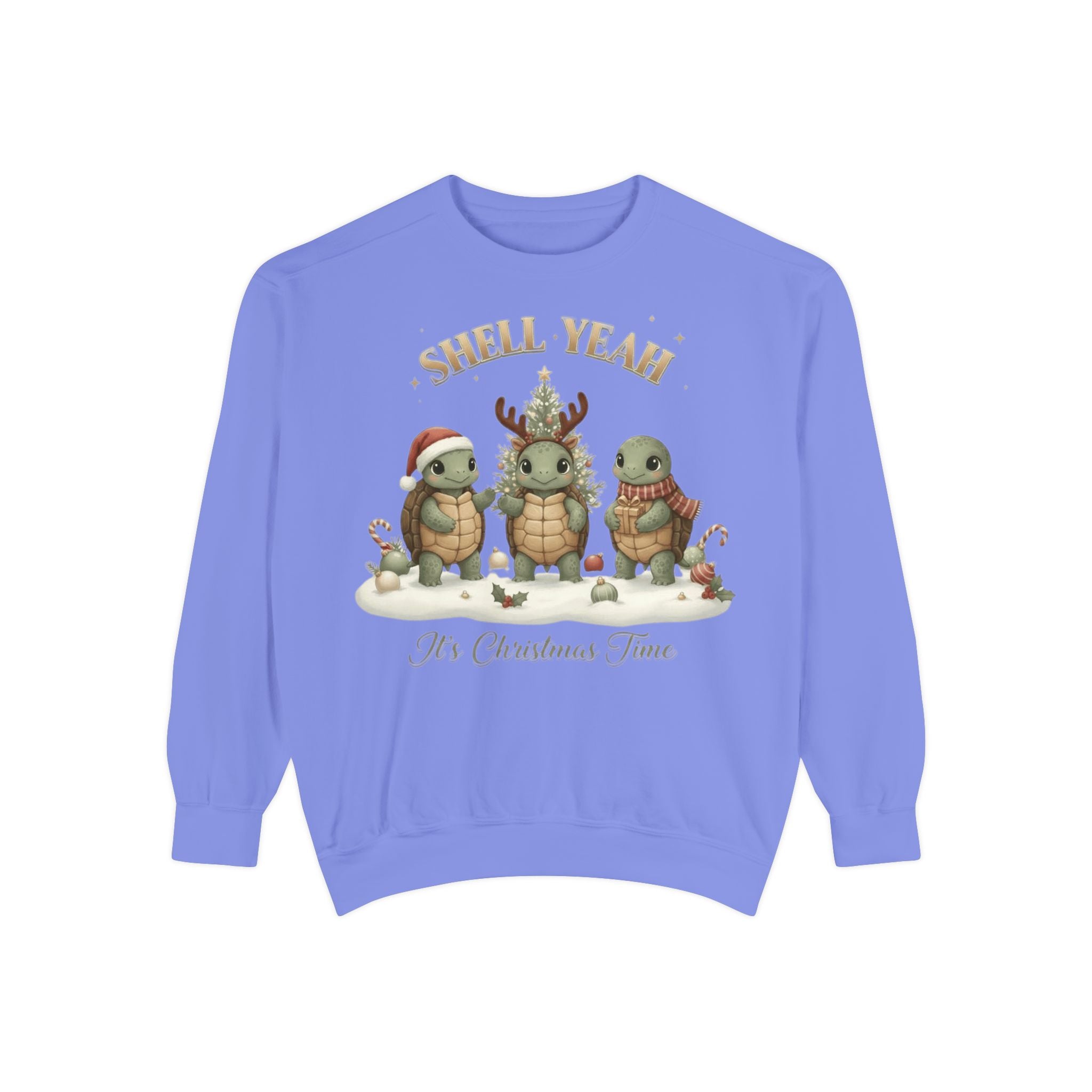 Christmas Turtle Sweatshirt  "Shell Yeah, It’s Christmas Time" Holiday Pullover