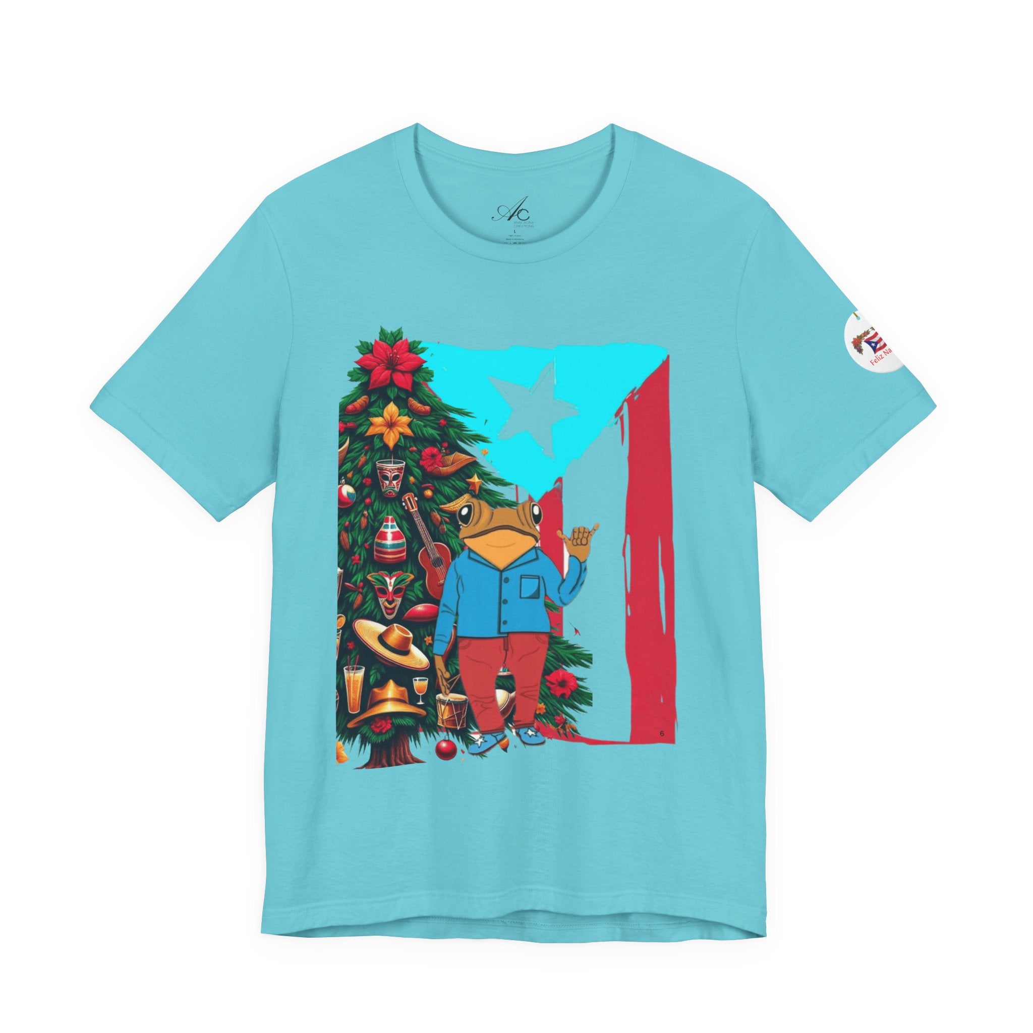 Puerto Rico Holiday T-Shirt  Coquí by Christmas Tree Graphic Puerto Rico’s Navidades