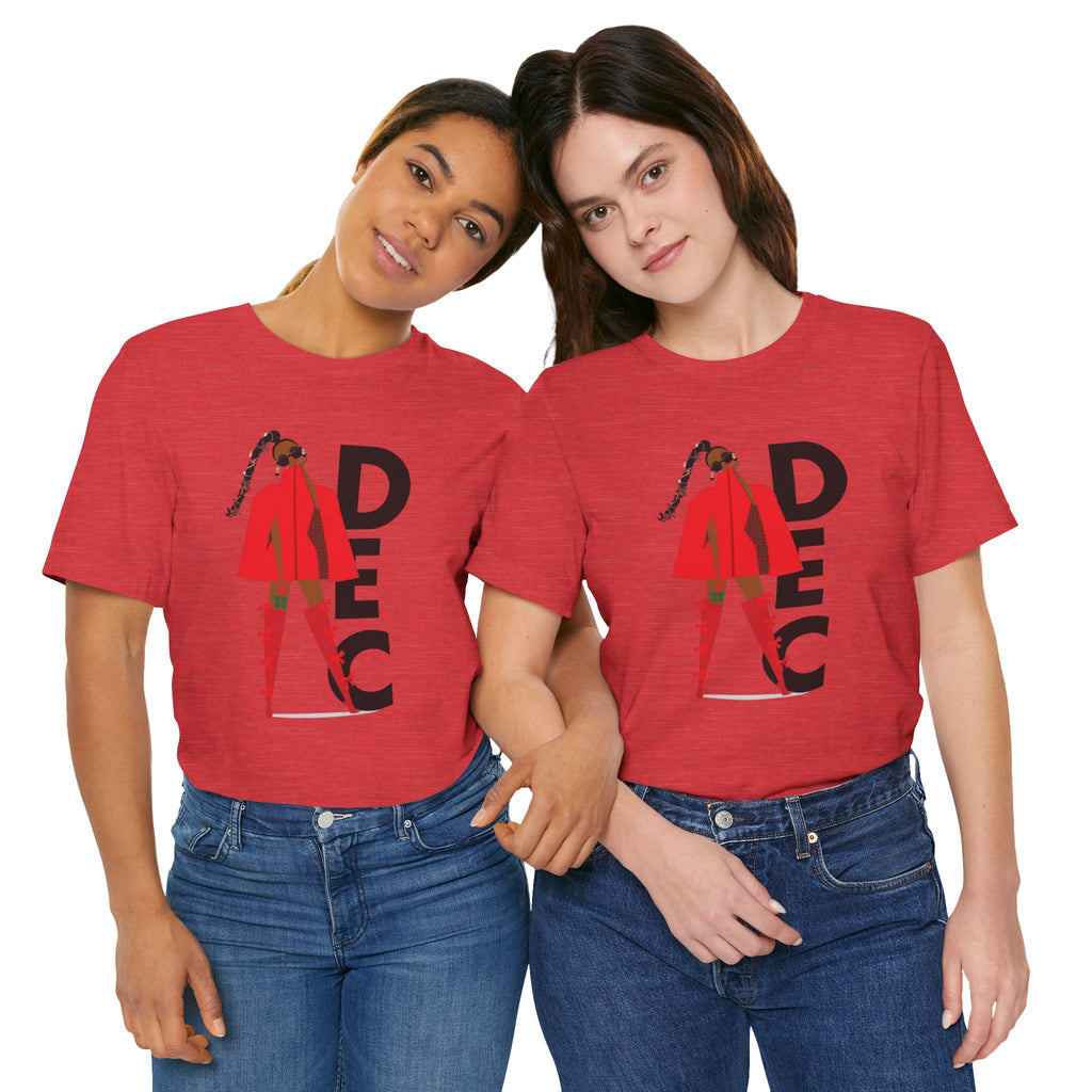 December Fashion Tee  Red Coat Model Graphic Shirt