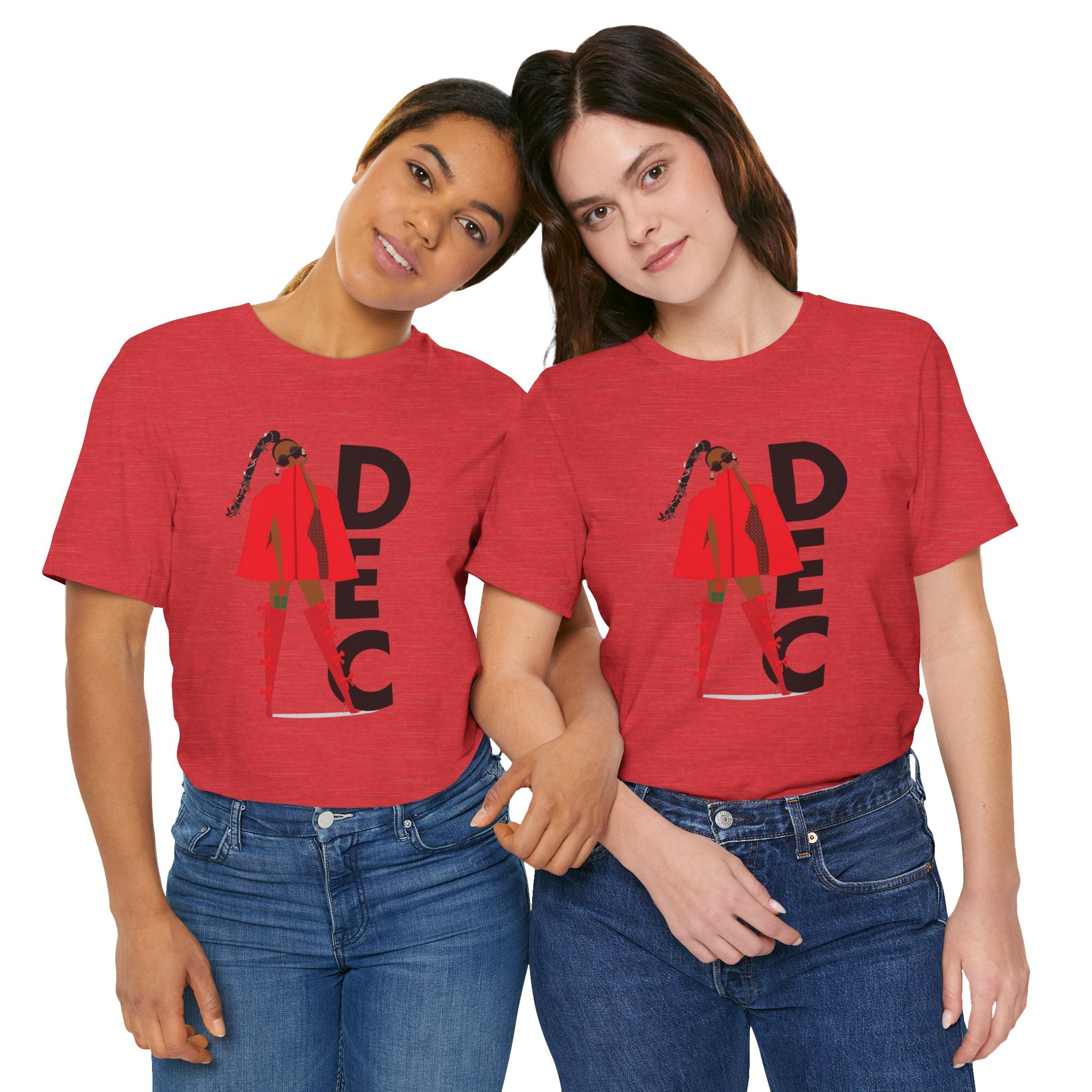 December Fashion Tee  Red Coat Model Graphic Shirt