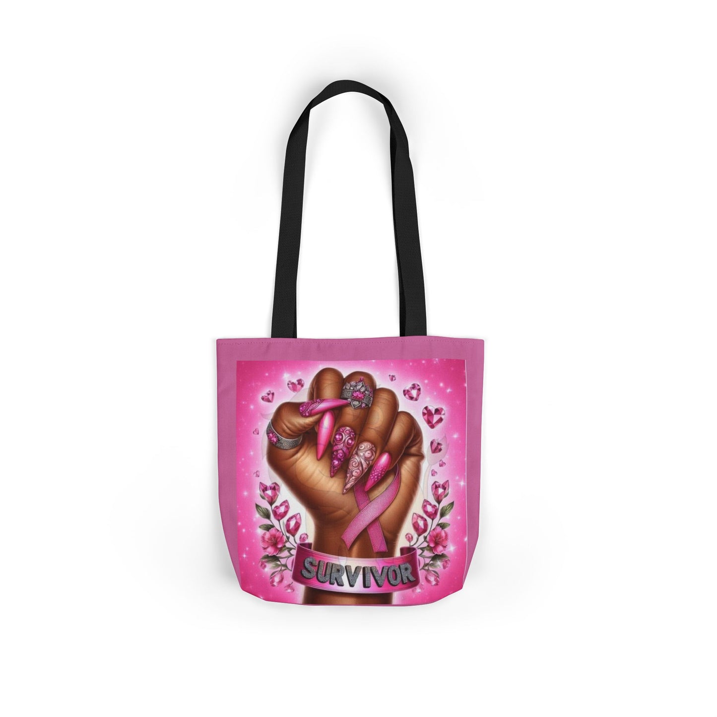 Breast Cancer Survivor Tote Bag  Pink Ribbon Empowerment Canvas Tote