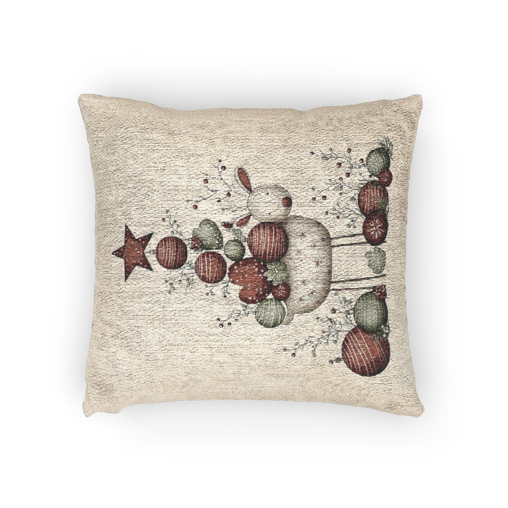 Rustic Holiday Fruit Tree Woven Pillow  Farmhouse Christmas Decor CHRISTMAS PILLOW DÉCOR