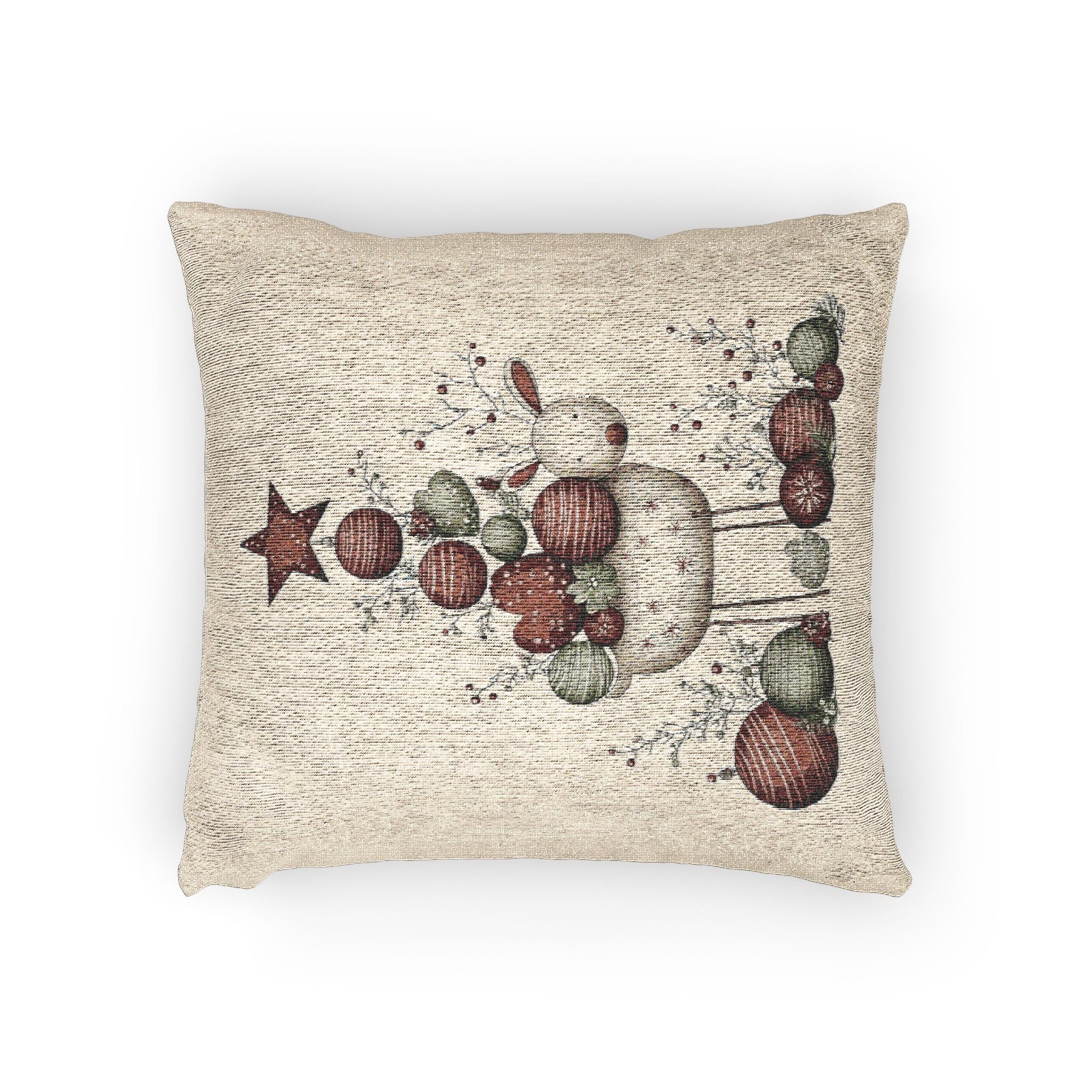Rustic Holiday Fruit Tree Woven Pillow  Farmhouse Christmas Decor CHRISTMAS PILLOW DÉCOR