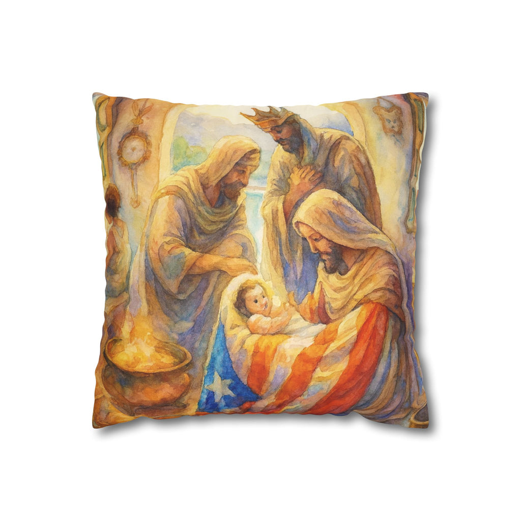 The Tree Kings with  Baby Jesus Decorative Pillow los Tres Reyes Magos Puerto Rico Culture Pillow