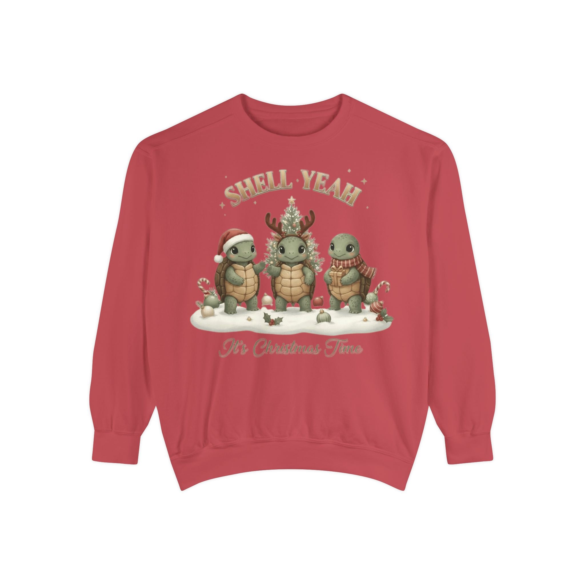 Christmas Turtle Sweatshirt  "Shell Yeah, It’s Christmas Time" Holiday Pullover