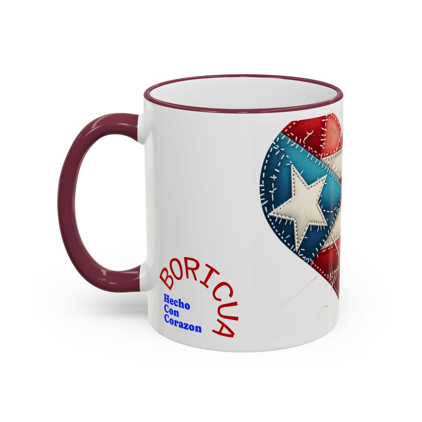 Puerto Rico Flag Heart Accent Rim Mug — Patriotic Coffee Cup (11oz/15oz)
