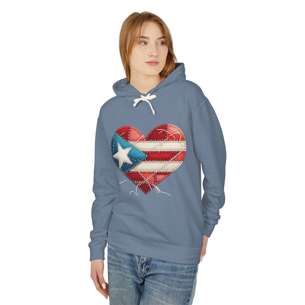 Puerto Rico Heart Flag Hoodie  "Jíbaro" Back Graphic