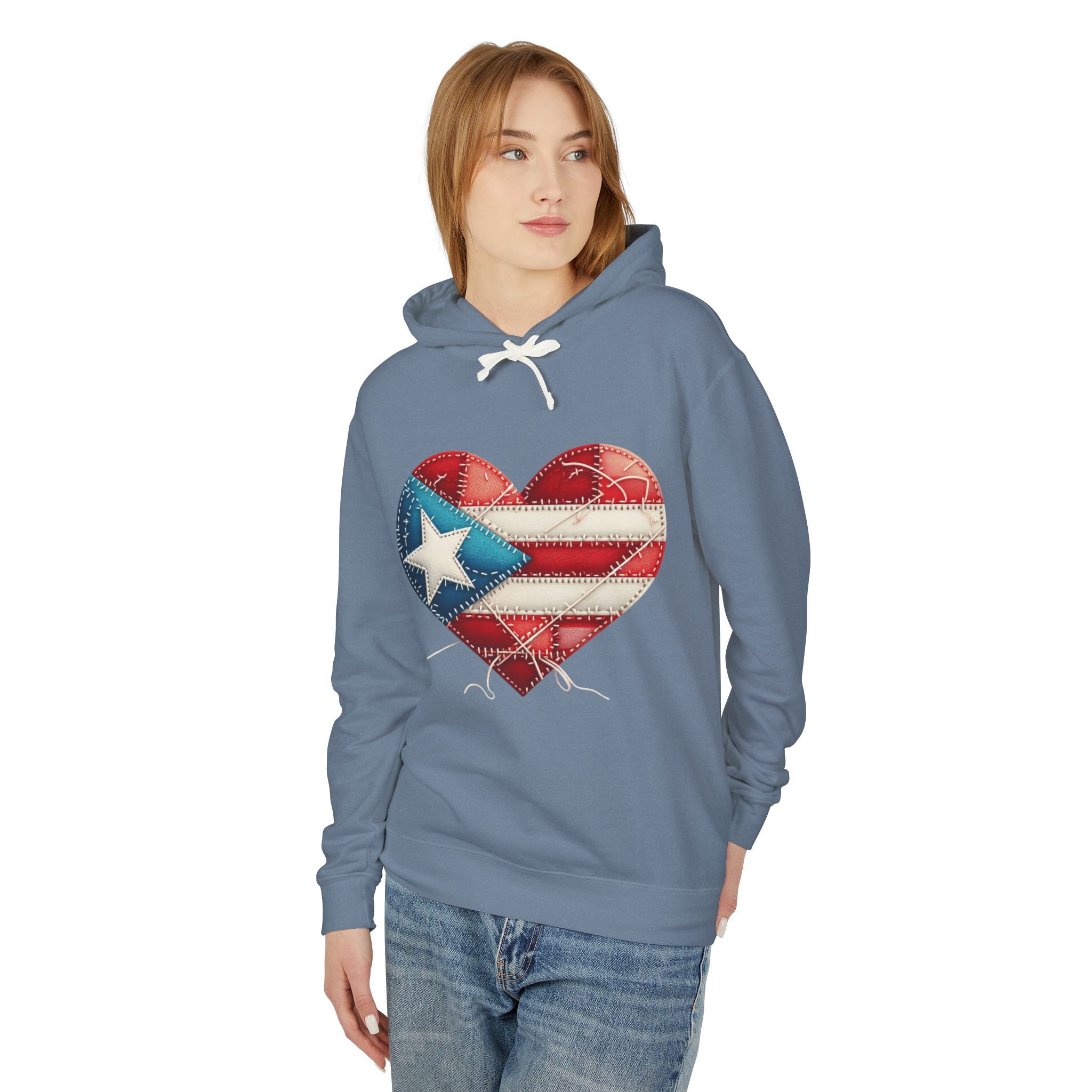 Puerto Rico Heart Flag Hoodie  "Jíbaro" Back Graphic