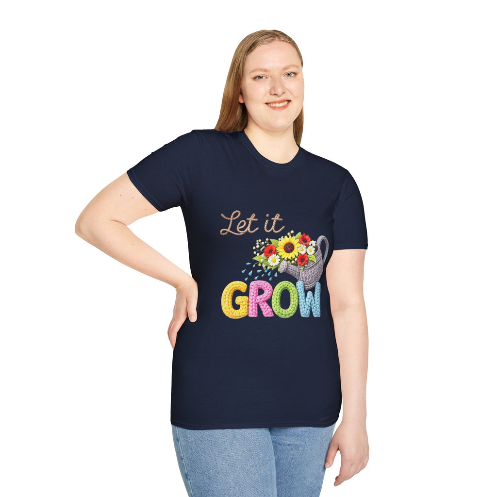 Let It Grow T-Shirt — Floral Watering Can Garden Tee