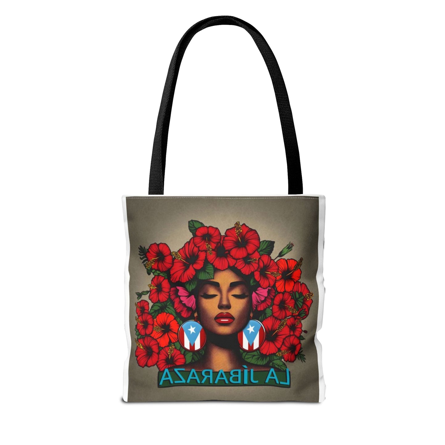 La Jíbara Tote Bag — Puerto Rican Floral Portrait Canvas Tote Puerto Rico Christmas Tote
