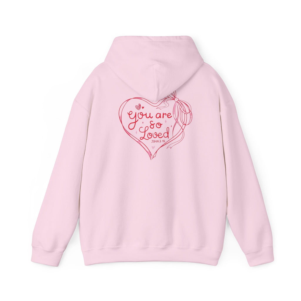 You Are So Loved Hoodie Heart Full” Heart Ribbon Comfort Sweatshirt