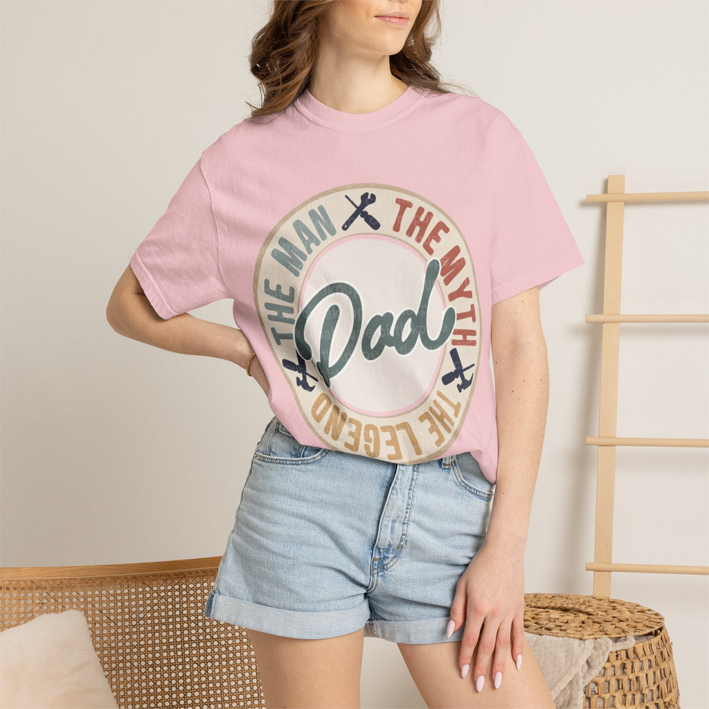 Dad Retro Badge T-Shirt — “Dad: The Man, The Myth, The Legend” Father’s Day Tee