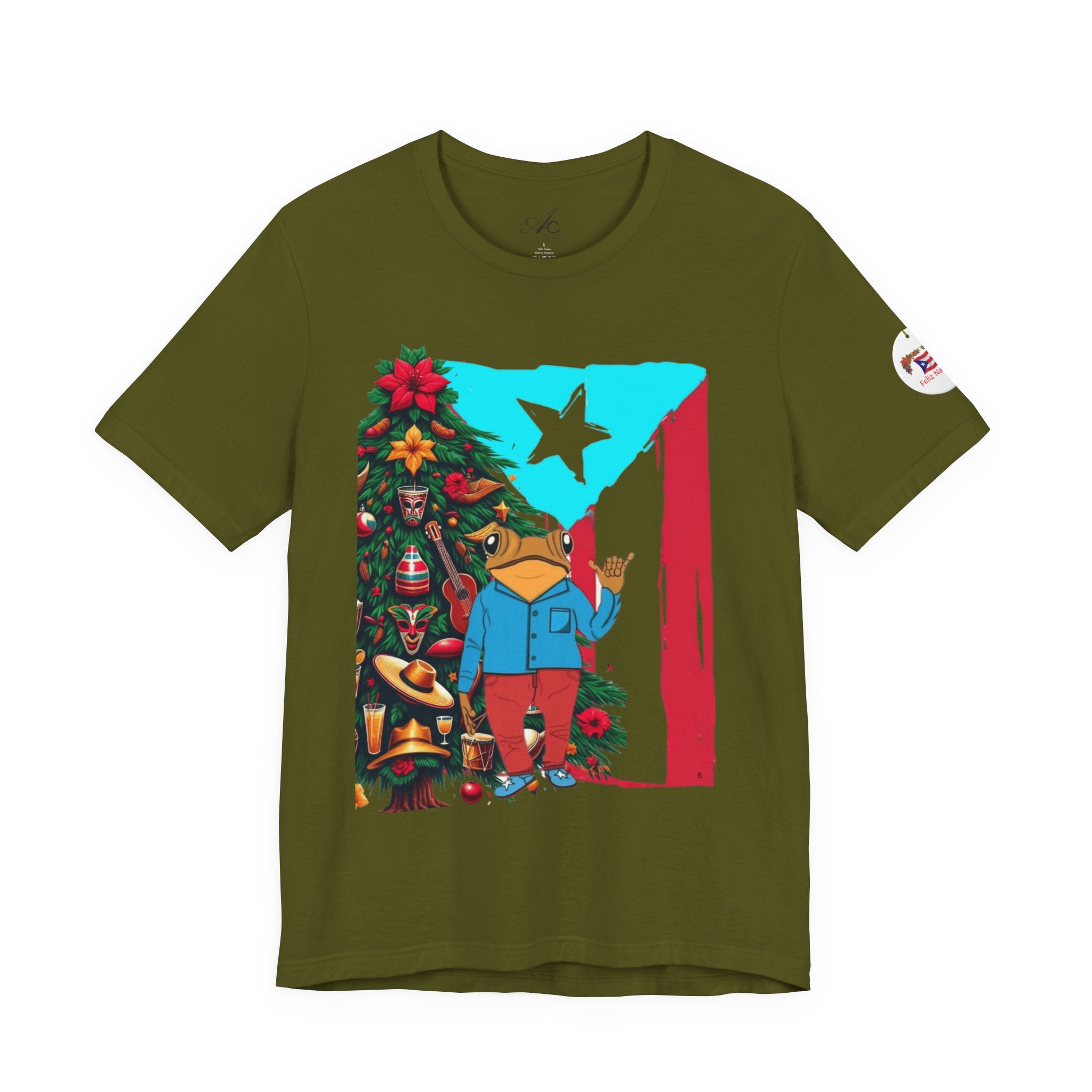 Puerto Rico Holiday T-Shirt  Coquí by Christmas Tree Graphic Puerto Rico’s Navidades