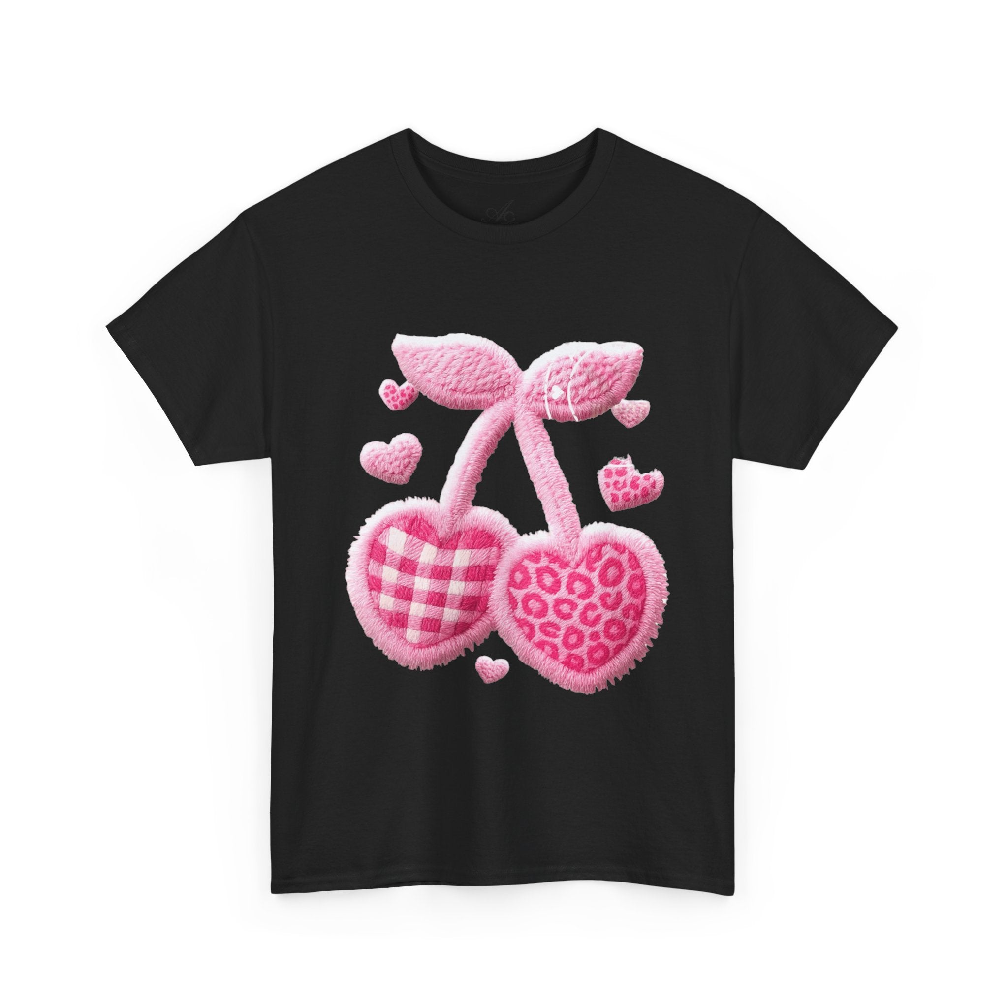 Pink Heart Cherries Tee  LOVE Graphic Valentine T-Shirt