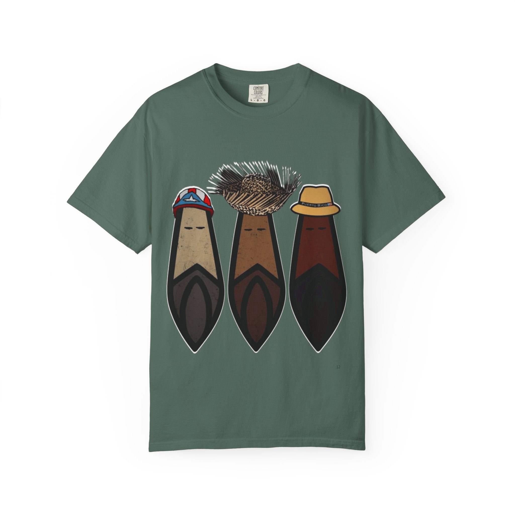 Puerto Rican Batey Cabin T-Shirt  Three Masks & Rustic House Graphic Tee Puerto Rico Navidades