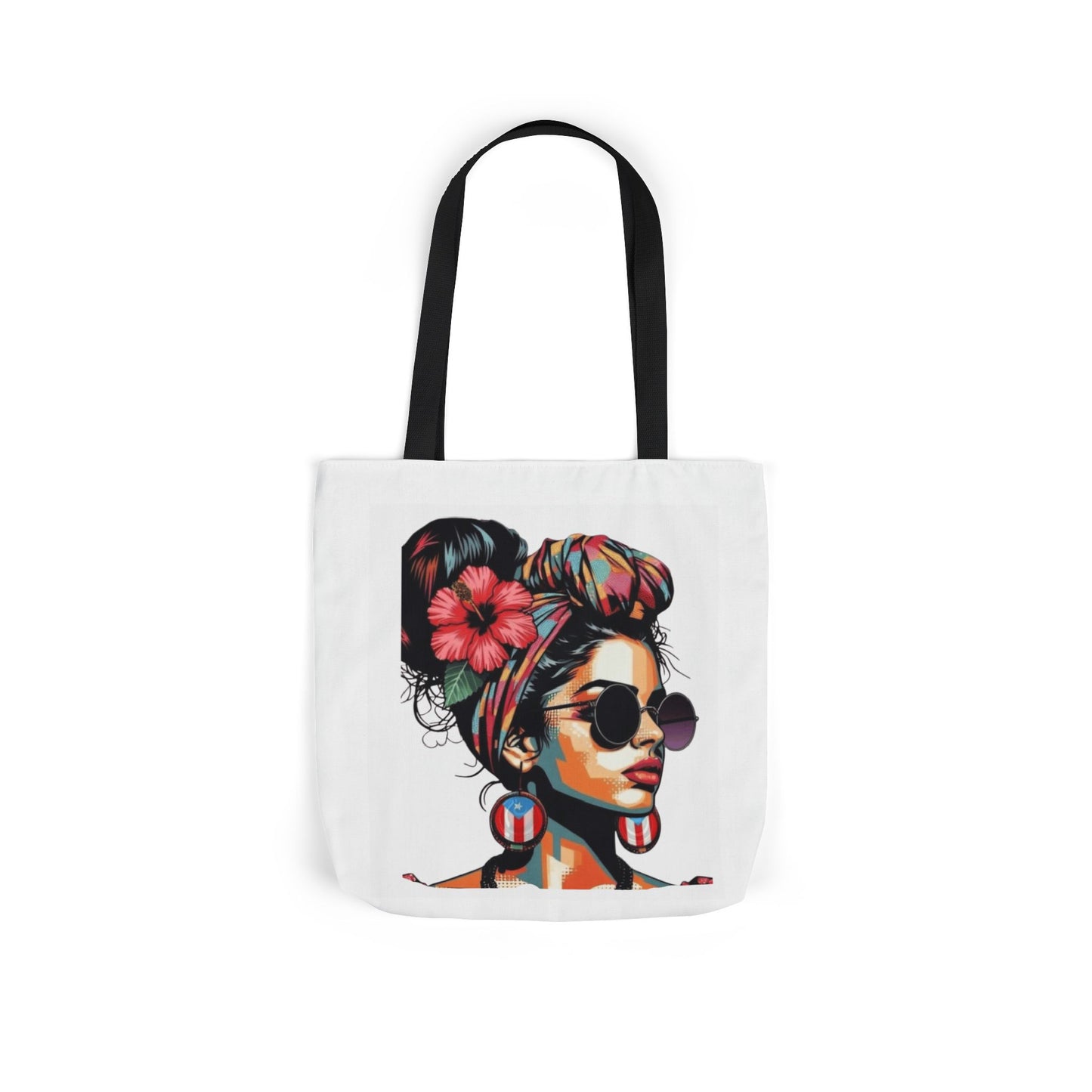Carry Your Culture – Puerto Rican Pride in Every Step Chic Canvas Tote Bag - Stylish Floral Portrait, Trendy Beach Carryall, Mother's Day Gift, Everyday Shopper, Art Lovers Essential
