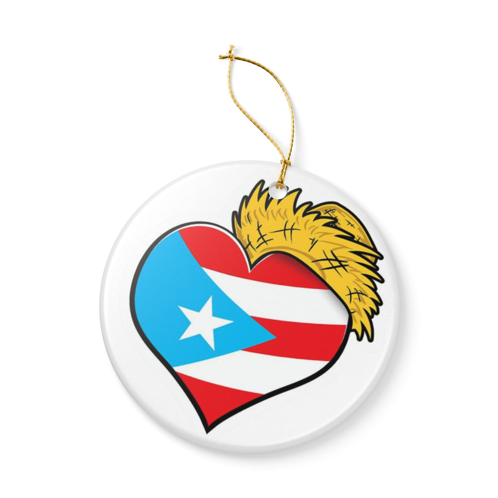 Puerto Rico Heart Ceramic Ornament  Boricua Pride  Decoration