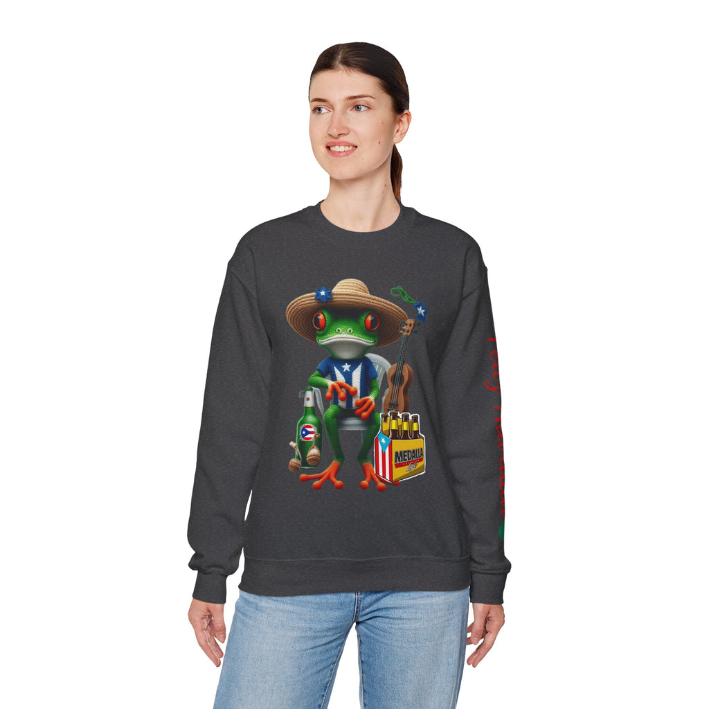 Frog Coqui Crewneck Sweatshirt – Coquito y Medalla Puerto Rican Vibes