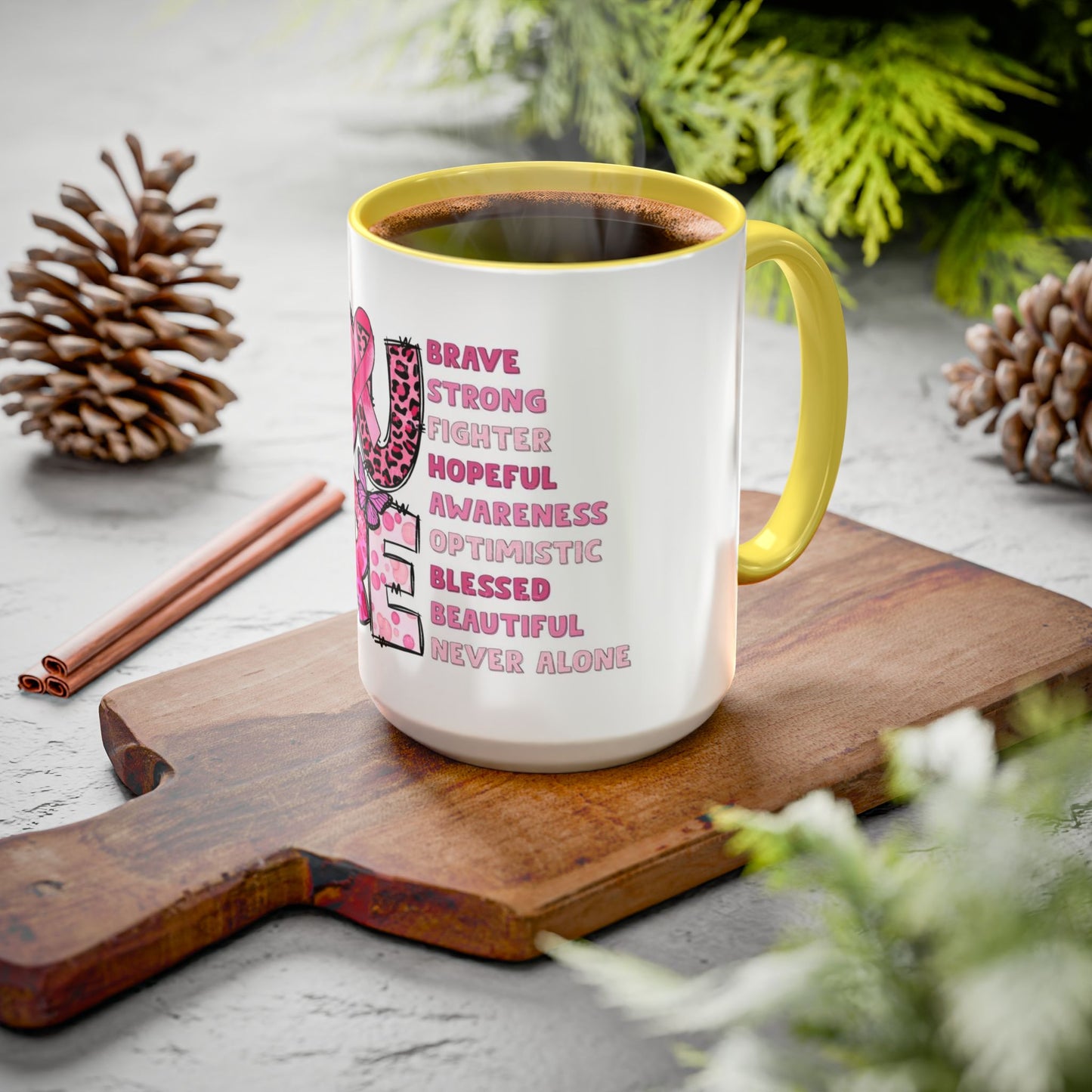 Cancer Hope Collection Empowering Inspirational Mug for Breast Cancer Awareness