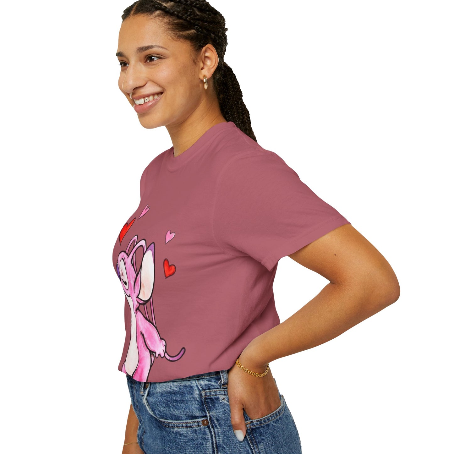 T-Shirt — Cute Pink Cartoon Creature with Hearts | Valentine’s Gift Tee