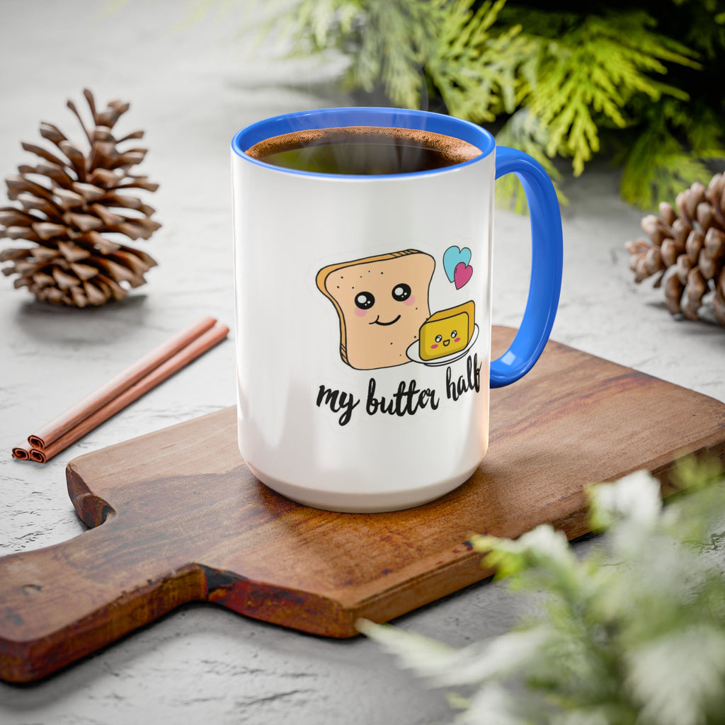 Motivational & Funny Quote Mugs Uplifting Coffee Cup Gifts Cute Foodie Relationship Mug My Butter Half Design, Colorful 11oz & 15oz