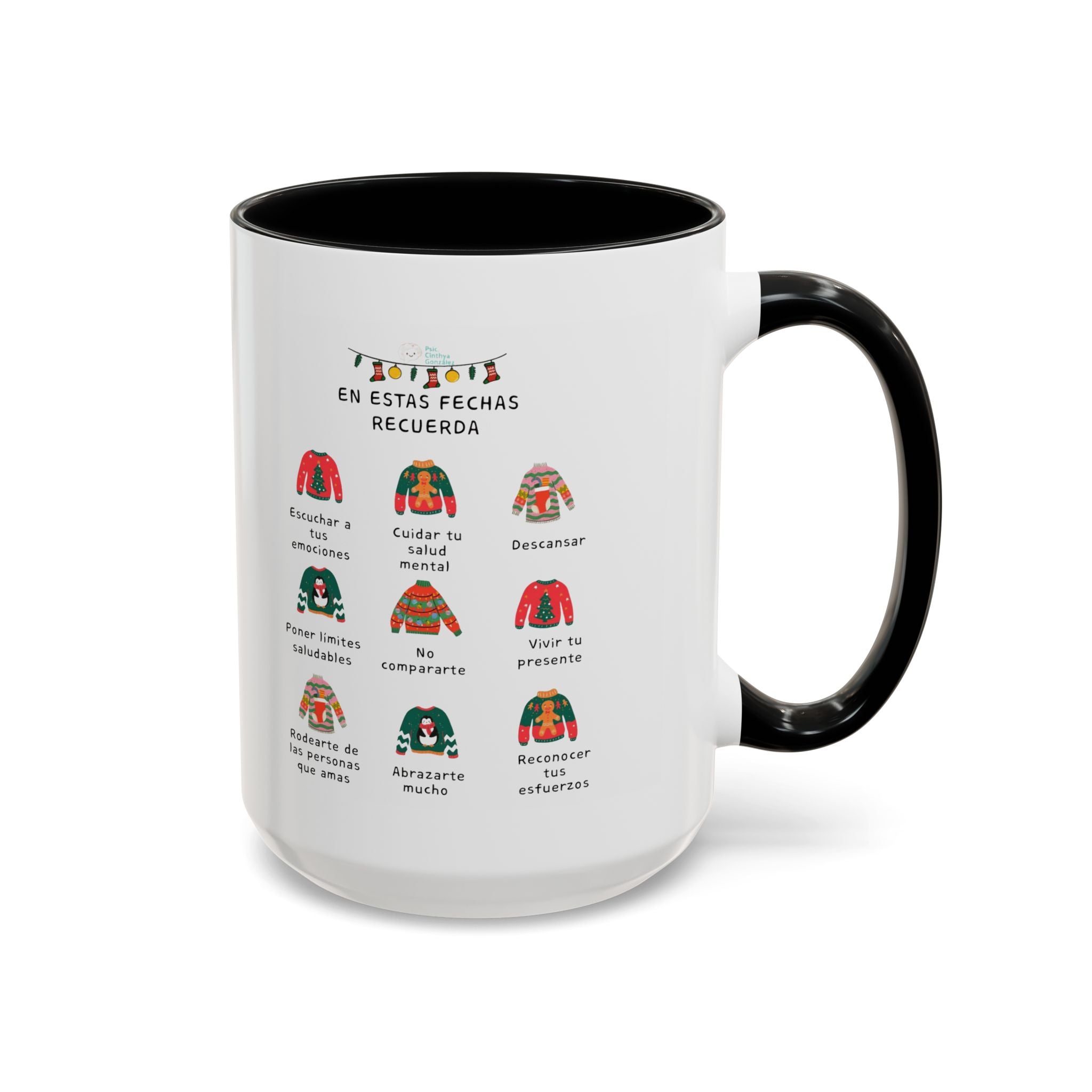 Coffee Mug — 'En Estas Fechas Recuerda' Holiday Sweater Reminder Accent Mug (11/15oz)